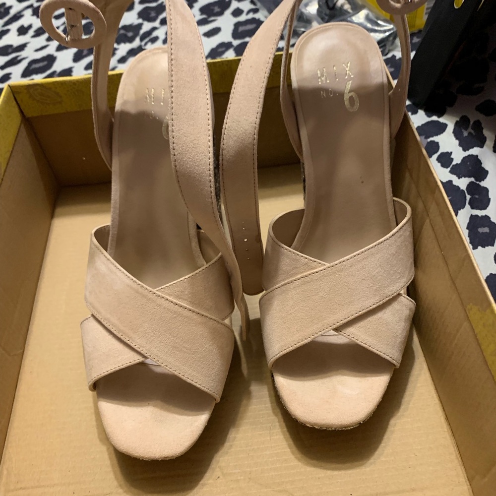 mix NO 6 Nude open toed heels